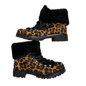J Crew Nordic Boots Leopard Calf Hair 9 With Box Après-Ski Chic